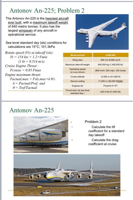 Solved Antonov An 225 Problem 2 The Antonov An 225 Is Th Chegg Com