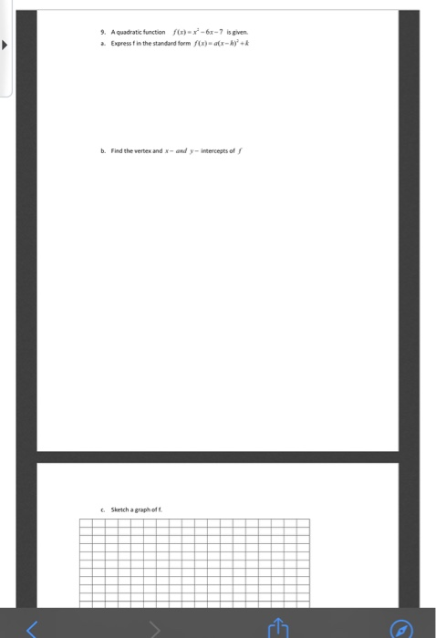 Solved 9. A quadratic function f) a Express in the standard | Chegg.com