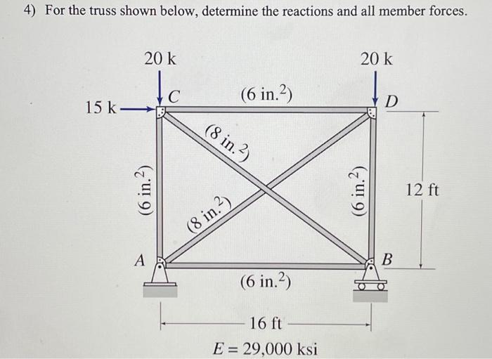 4) For the truss shown below, determine the reactions | Chegg.com
