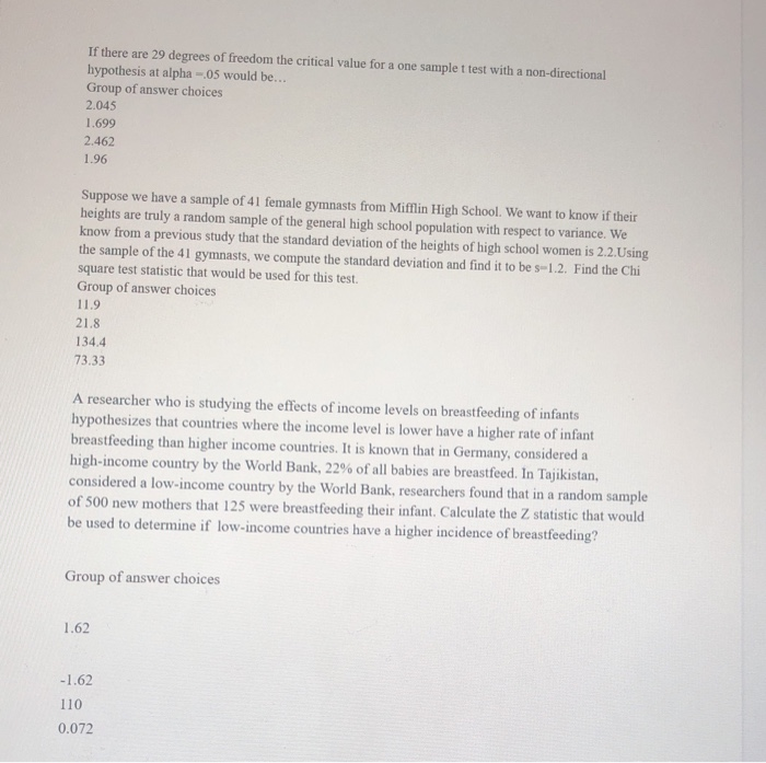 Solved If There Are 29 Degrees Of Freedom The Critical Value Chegg
