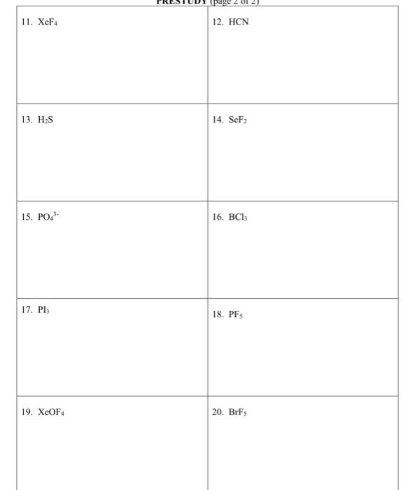 PRESTUDY (page 1 of 2) Draw Lewis structures for each | Chegg.com