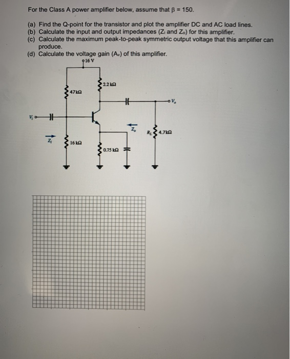Solved For the Class A power amplifier below, assume that B | Chegg.com