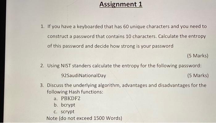 Solved 1. If you have a keyboarded that has 60 unique | Chegg.com