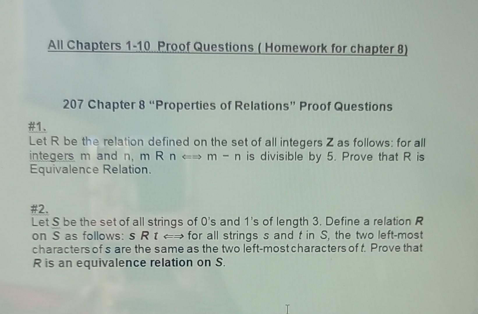 Solved 207 Chapter 8 "Properties Of Relations" Proof | Chegg.com