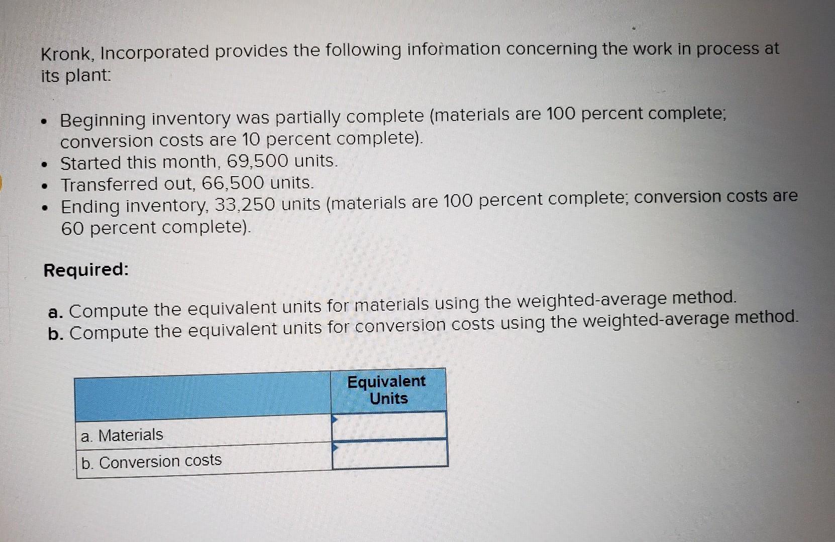 Solved Kronk, Incorporated provides the following | Chegg.com