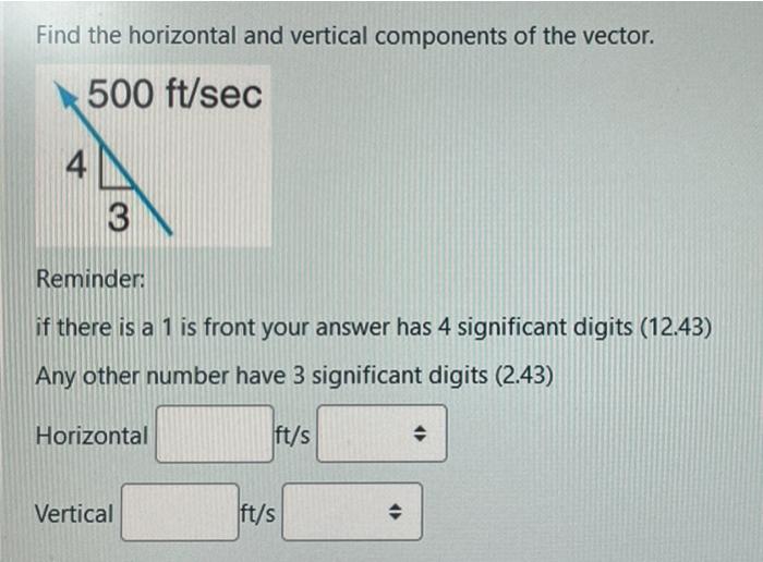 Solved Find the horizontal and vertical components of the | Chegg.com