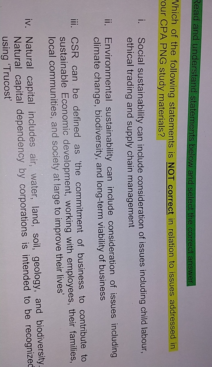 Solved Read and understand statements below and select the | Chegg.com