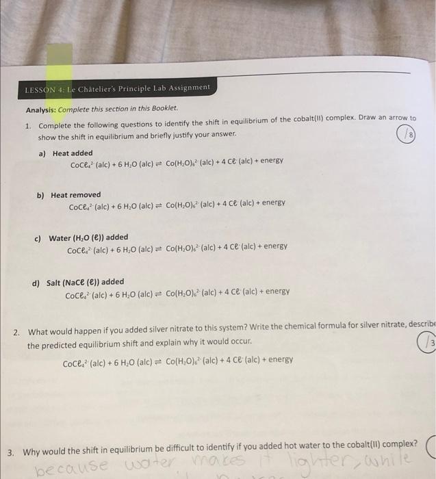 Solved Analysis: Complete this section in this Booklet. 1. | Chegg.com