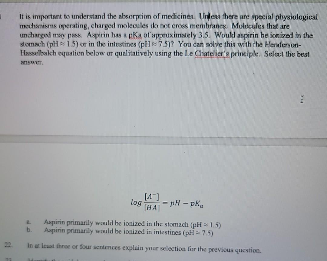 Solved 1 It is important to understand the absorption of | Chegg.com