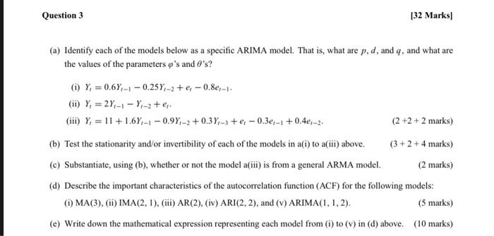 Solved (a) Identify each of the models below as a specific | Chegg.com