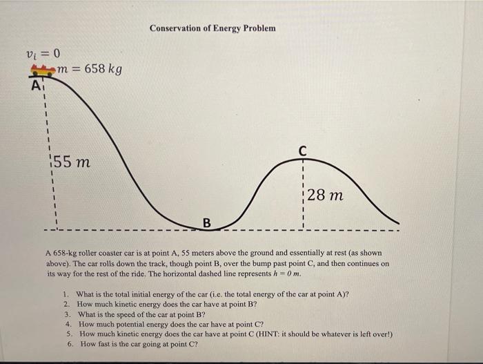 Solved Conservation of Energy Problem Vi 0 m 658 kg AN