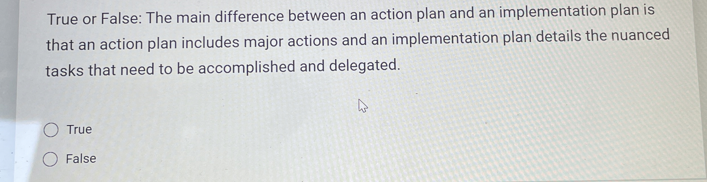 putting the plan into action is called implementation true or false