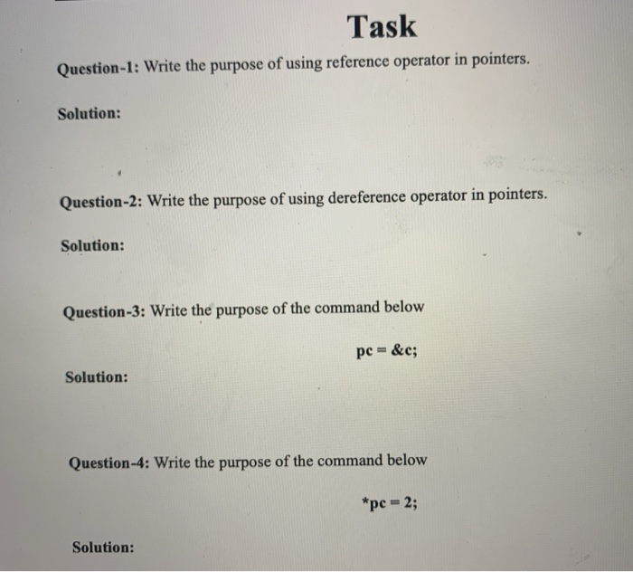 Solved Task Question-1: Write the purpose of using reference | Chegg.com