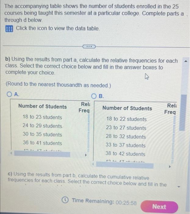 Solved The accompanying table shows the number of students | Chegg.com