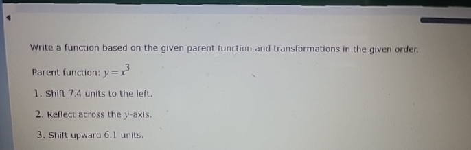 Solved Write a function based on the given parent function | Chegg.com