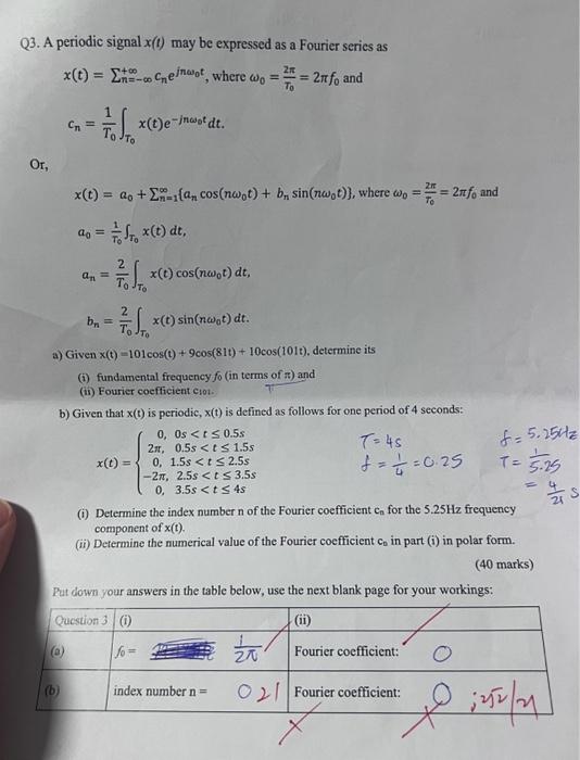 Solved 23. A periodic signal x(t) may be expressed as a | Chegg.com