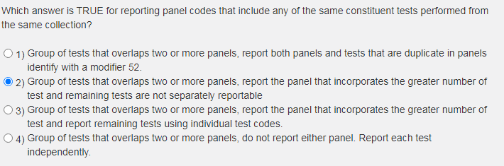 Solved Which answer is TRUE for reporting panel codes that | Chegg.com