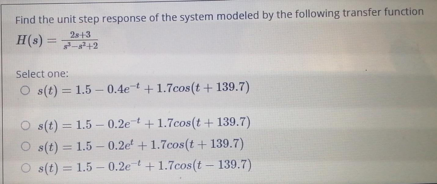 Solved Find the unit step response of the system modeled by | Chegg.com