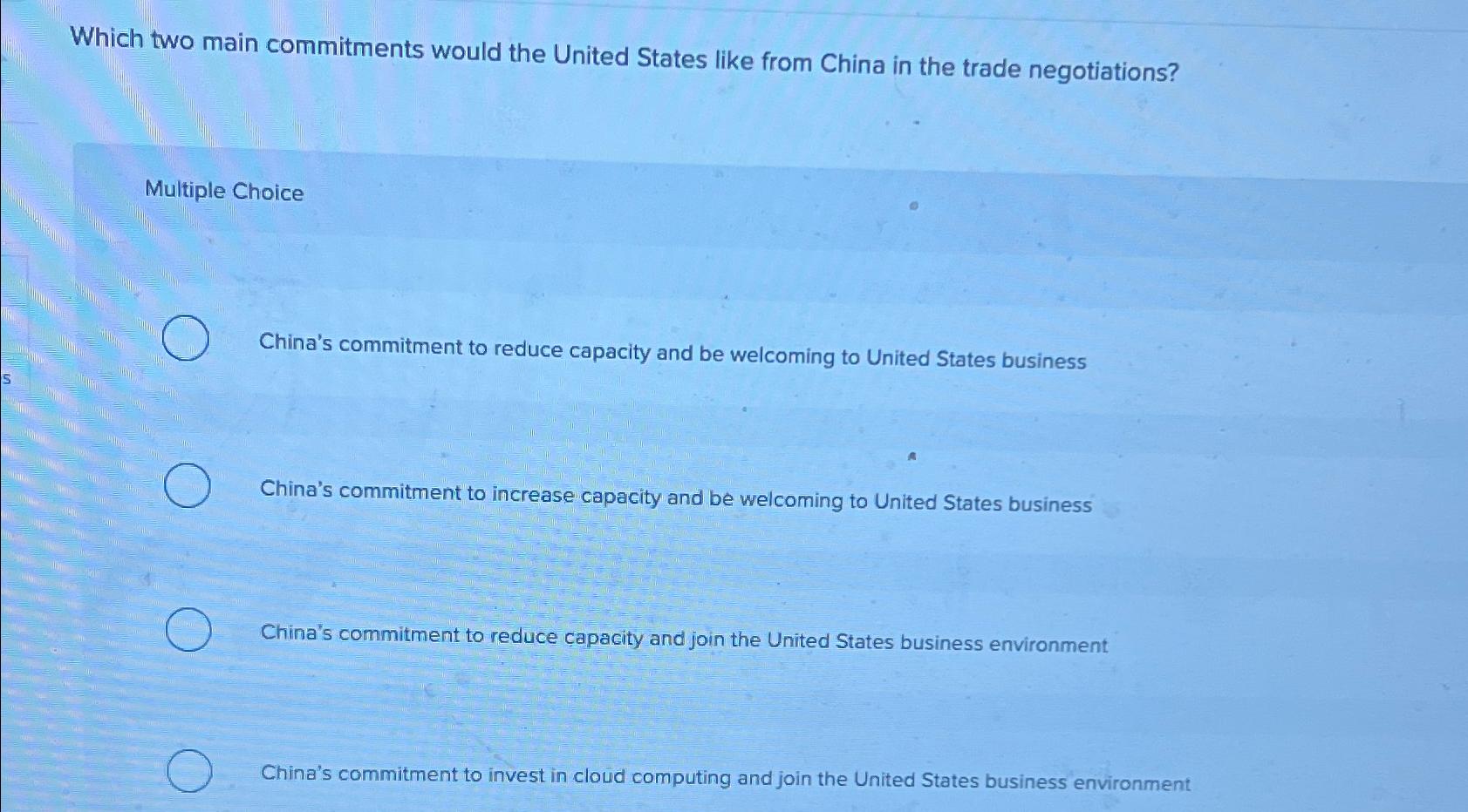 Solved Which two main commitments would the United States