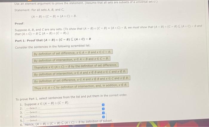 Solved Select Sentences From The List And Put Them On The | Chegg.com