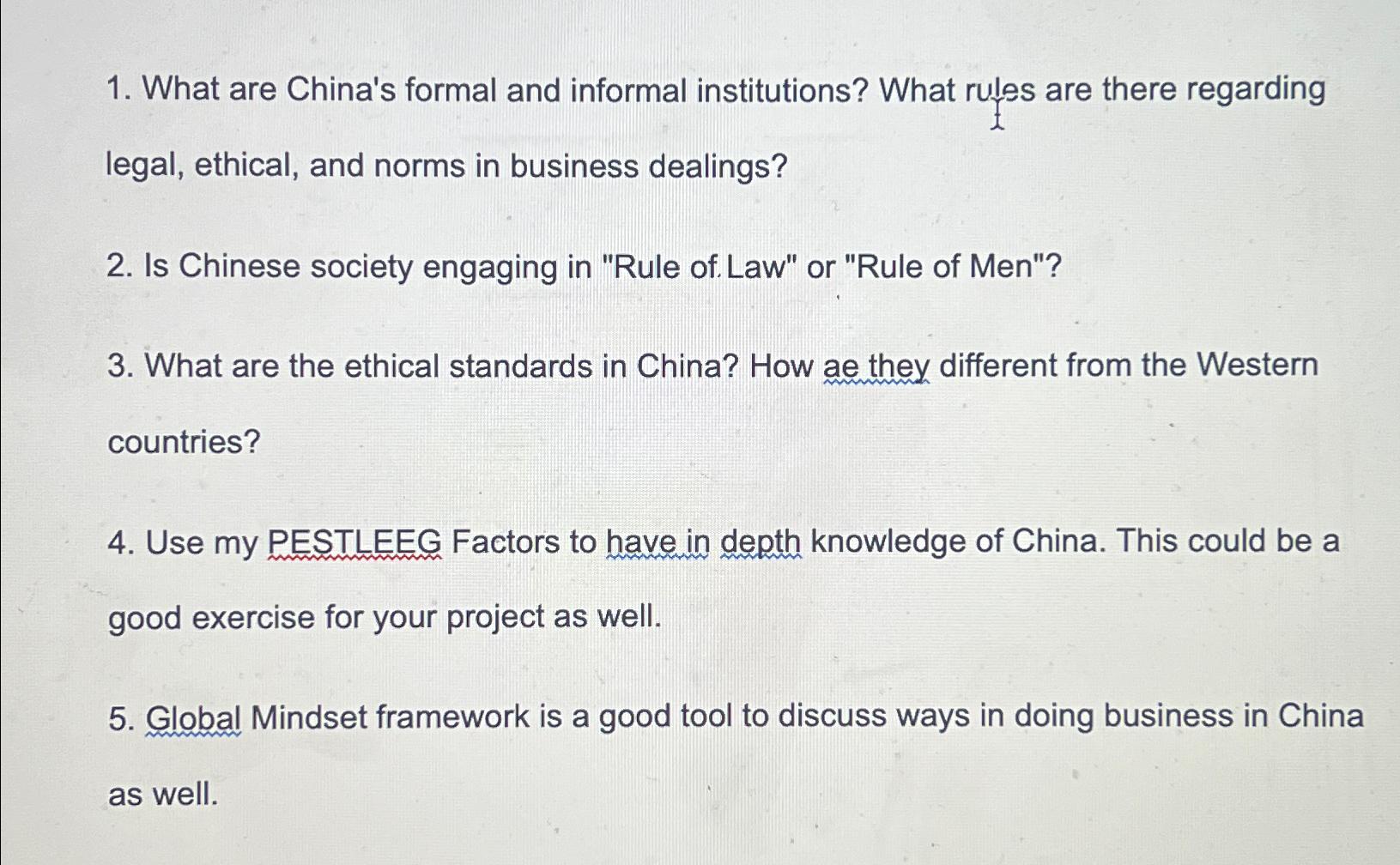 Solved What are China's formal and informal institutions? | Chegg.com