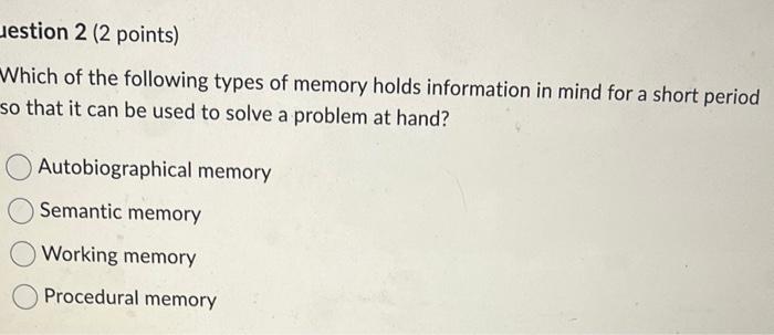 Solved Which Of The Following Types Of Memory Holds 