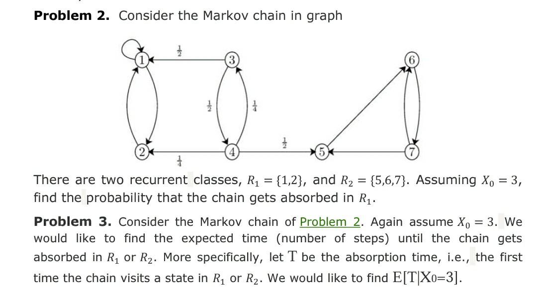Solved Problem 2. Consider the Markov chain in graph 1 1 / 2 | Chegg.com