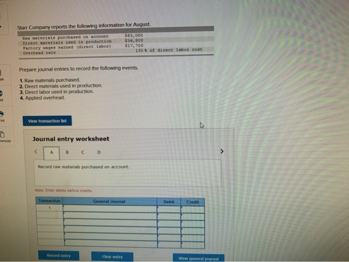 Solved The following information is from the materials