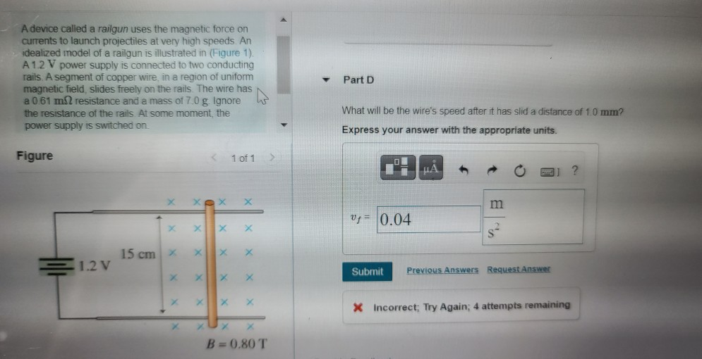 Solved A device called a railgun uses the force on