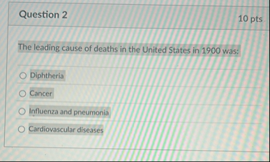 Solved Question 210 ﻿ptsThe leading cause of deaths in the | Chegg.com