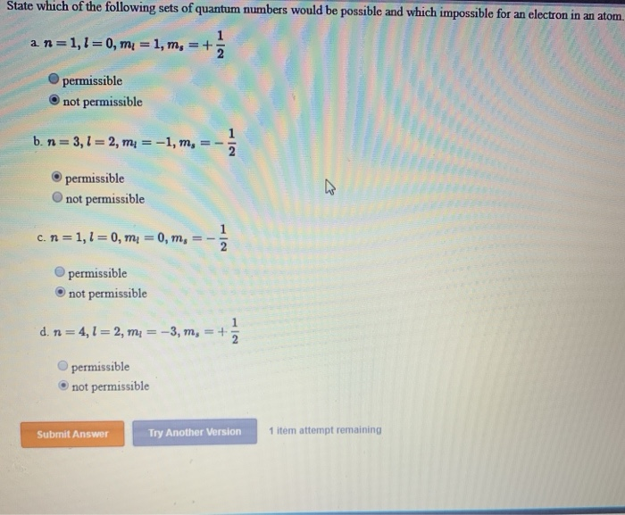 Solved State Which Of The Following Sets Of Quantum Numbers | Chegg.com