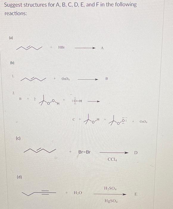 Solved Suggest structures for A, B, C, D, E, and F in the | Chegg.com
