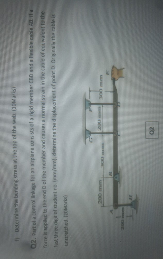 Solved f) Determine the bending stress at the top of the | Chegg.com