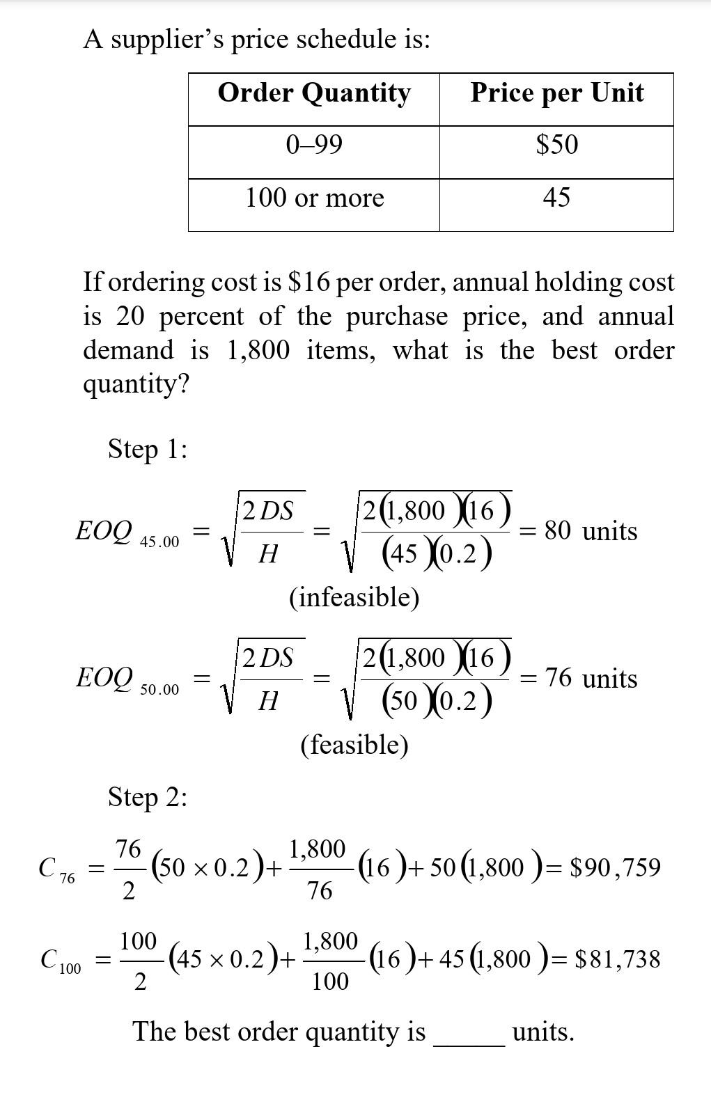 solved-a-supplier-s-price-schedule-is-if-ordering-cost-is-chegg