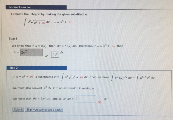 Tutorial Exercise Evaluate The Integral Making The Chegg 