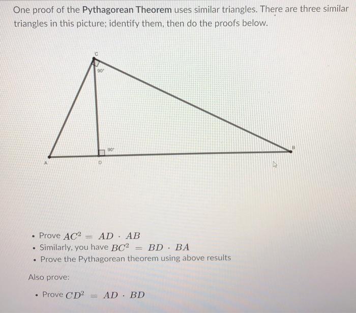 pythagoras theorem proof using similar triangles