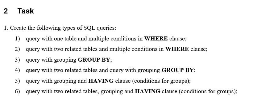 Solved SQL task: Please do all tasks (with | Chegg.com
