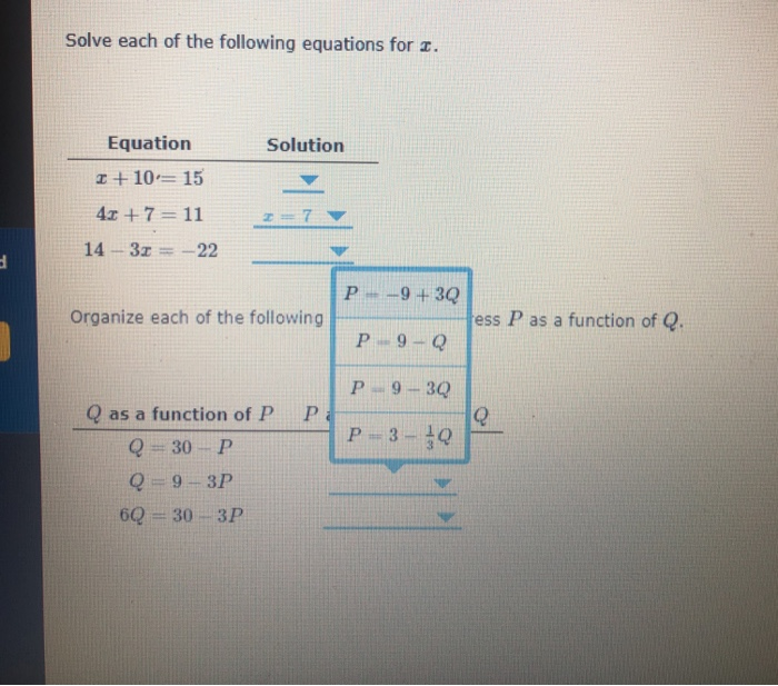 Solved Solve each of the following equations for z. Equation | Chegg.com