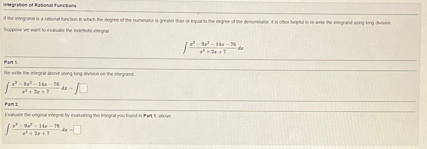 Solved Integration of Rational FunctionsSuppose we want to | Chegg.com