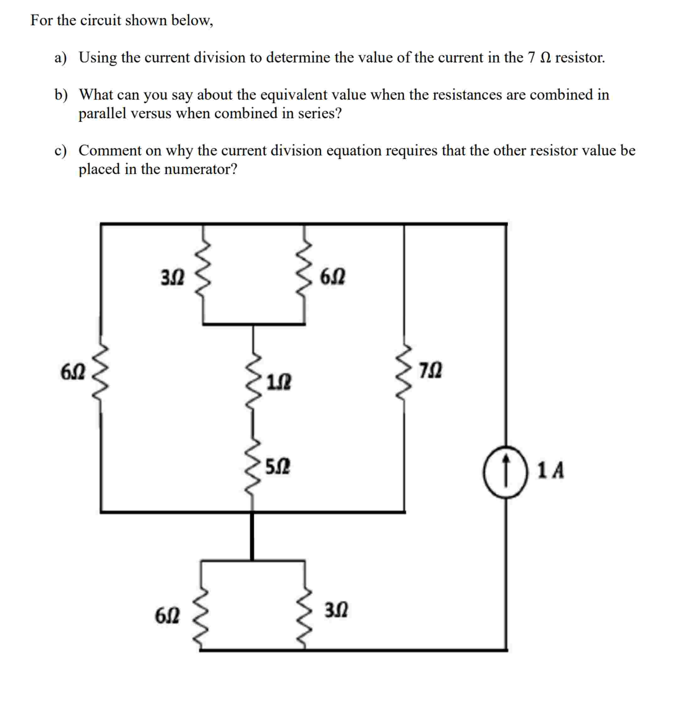 Solved For the circuit shown below,a) ﻿Using the current | Chegg.com