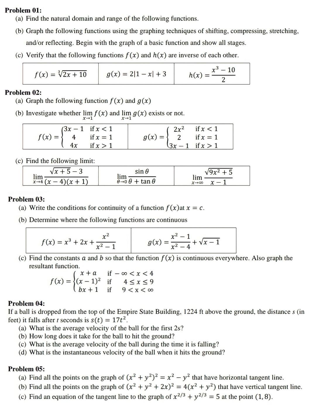 Solved Problem 01 A Find The Natural Domain And Range Of