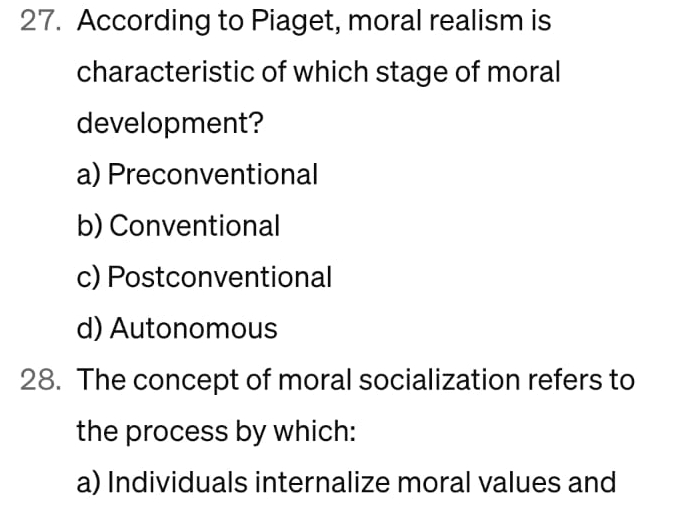 Stages of moral development by online piaget