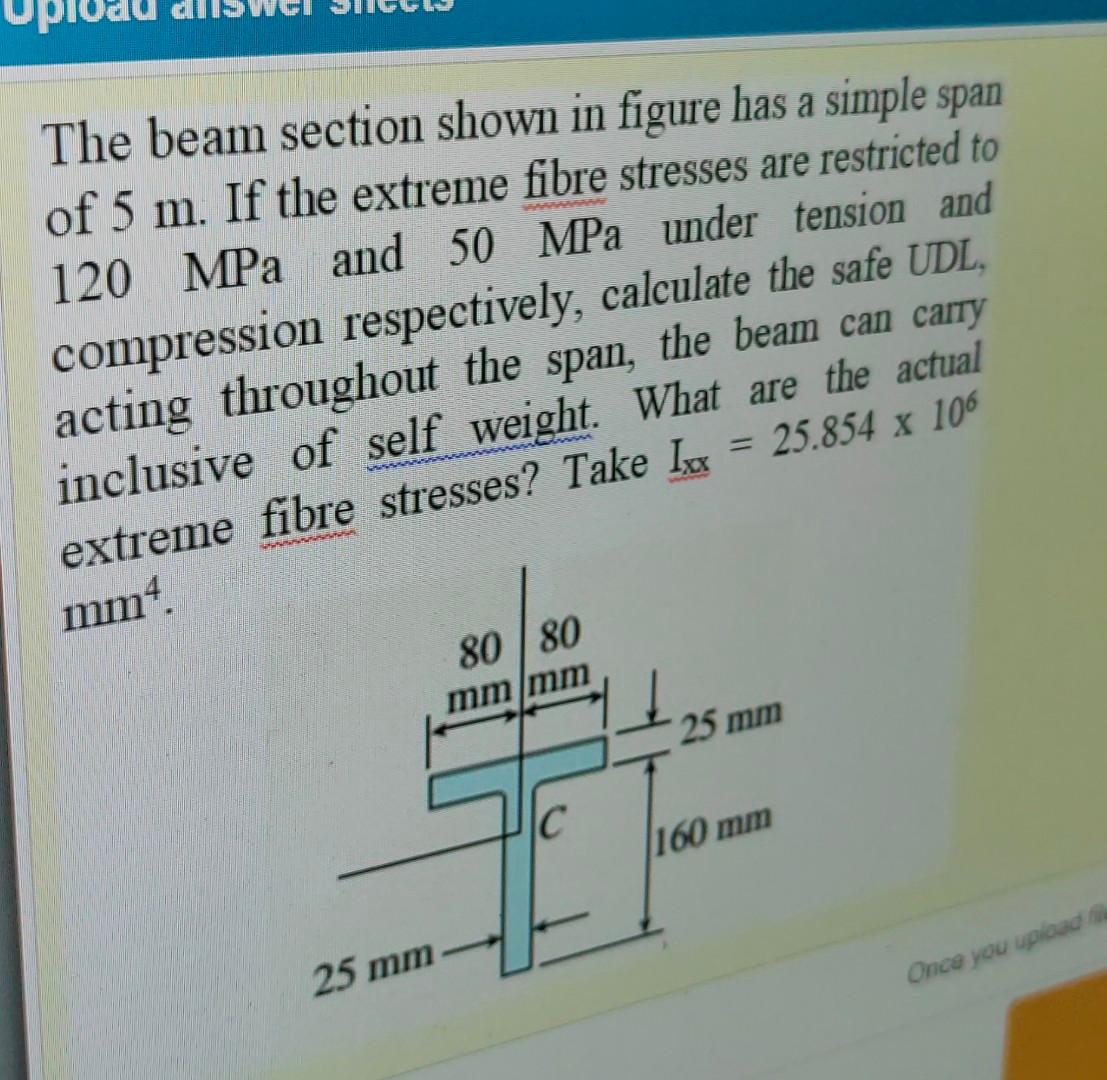 Solved The beam section shown in figure has a simple span a | Chegg.com