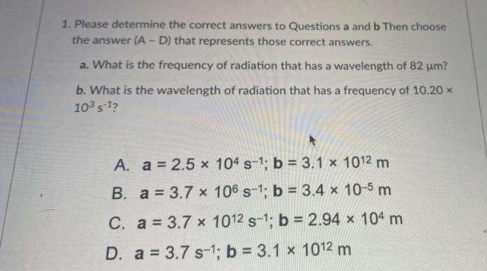 Solved 1. Please determine the correct answers to Questions | Chegg.com