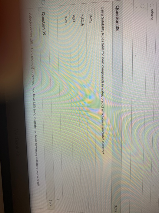 Solved Question 38 Using Solubility Rules table for ionic | Chegg.com