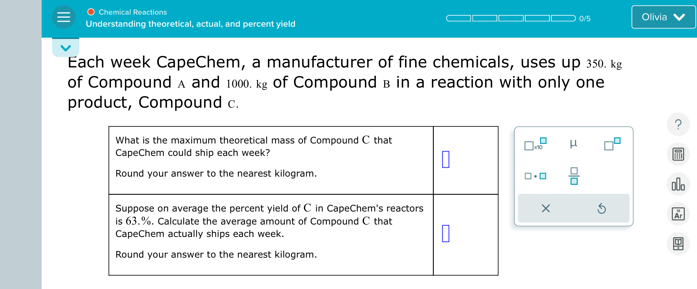 Solved Chemical ReactionsUnderstanding Theoretical, Actual, | Chegg.com