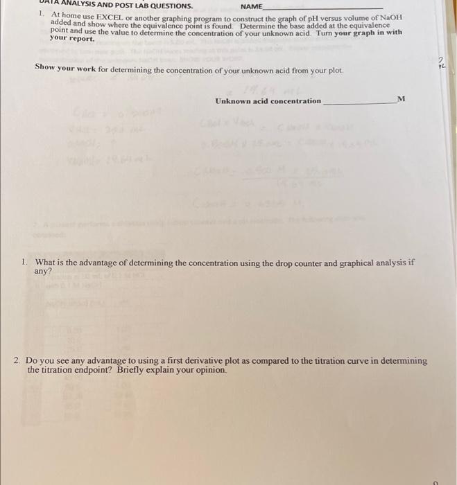 Solved METHOD 1 TITRATION WITH BURET AND INDICATOR.