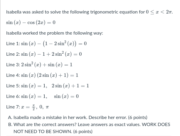 Isabella was asked to ﻿solve the following | Chegg.com