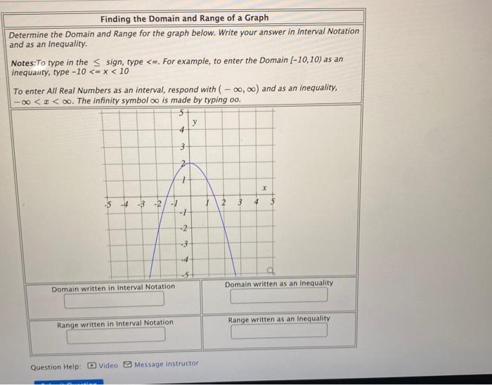 Solved Finding the Domain and Range of a Graph Determine the | Chegg.com