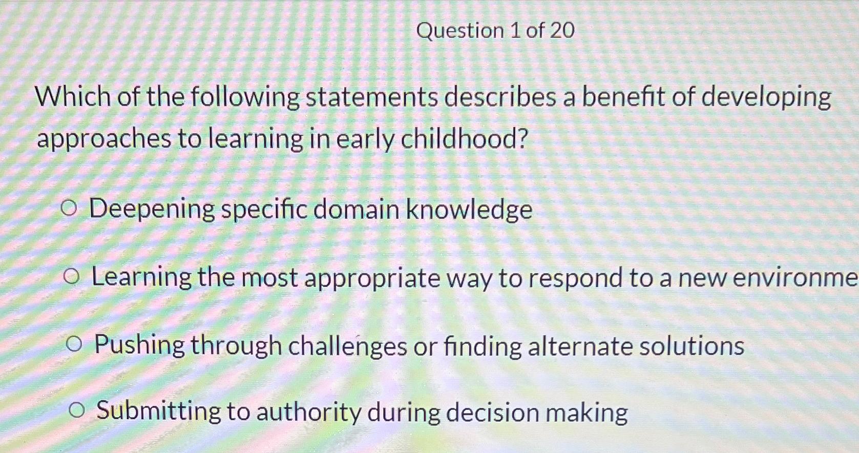 Solved Question 1 ﻿of 20Which Of The Following Statements | Chegg.com